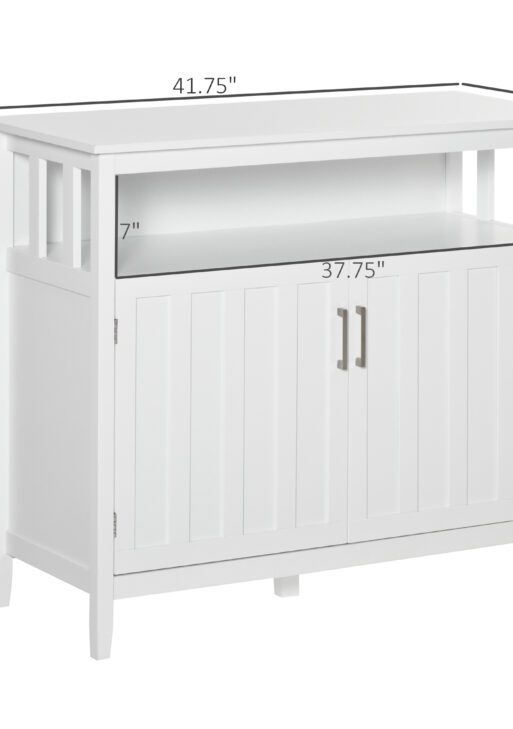 Sideboard Buffet Cabinet, Coffee Bar Cabinet with 2 Doors and Adjustable Shelves, Console Table for Kitchen Entryway Living Room, White