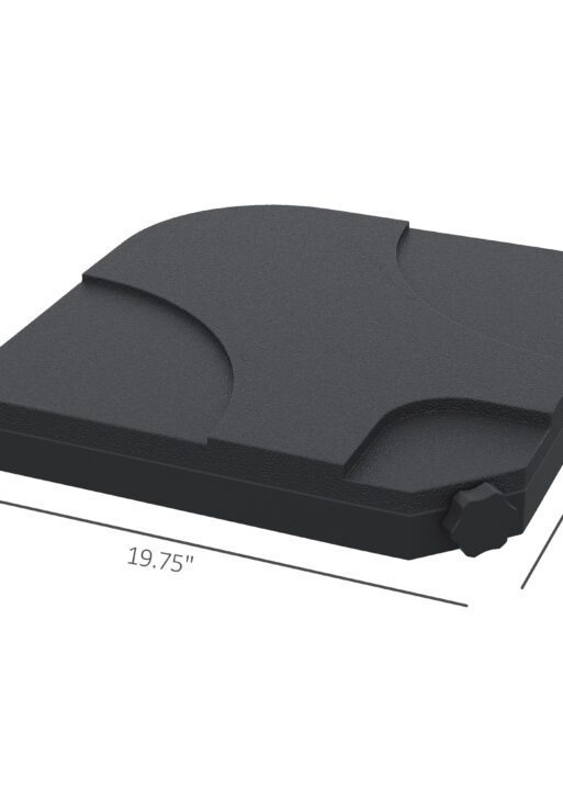 4 Pieces Cantilever Patio Umbrella Base Stand, Outdoor Offset Umbrella Weight Plates, 158 lb Capacity Sand or 60 Liter Capacity Water, Black