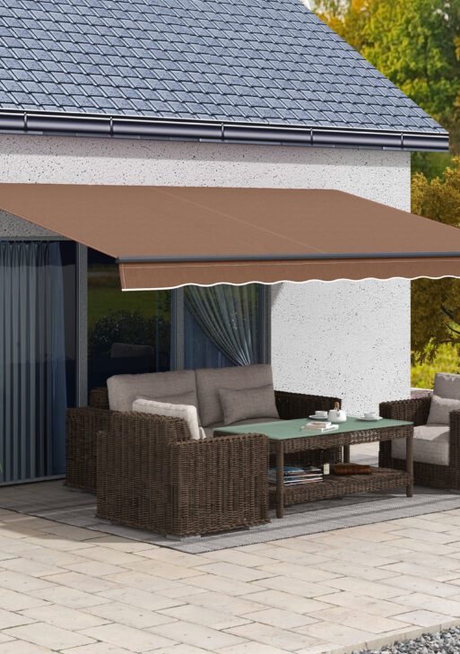 16' x 10' Retractable Awning, 280gsm UV Resistant Sunshade Shelter for Deck, Balcony, Yard, Brown