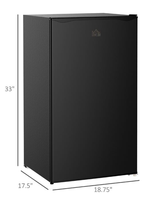3.2 Cu.Ft Mini Fridge with Freezer, Single Door Compact Refrigerator with Adjustable Thermostat, Shelf and Reversible Door for Bedroom, Dorm, Home Office, Energy Efficient, Black