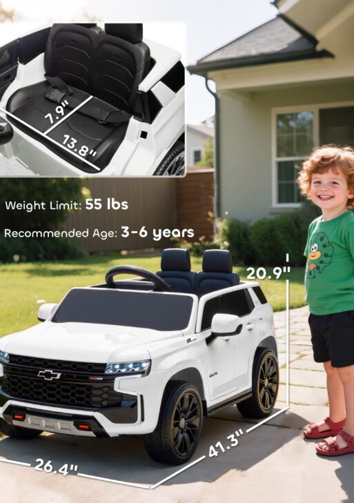 Electric Ride on Car 12V Kids Ride-on Toy, White