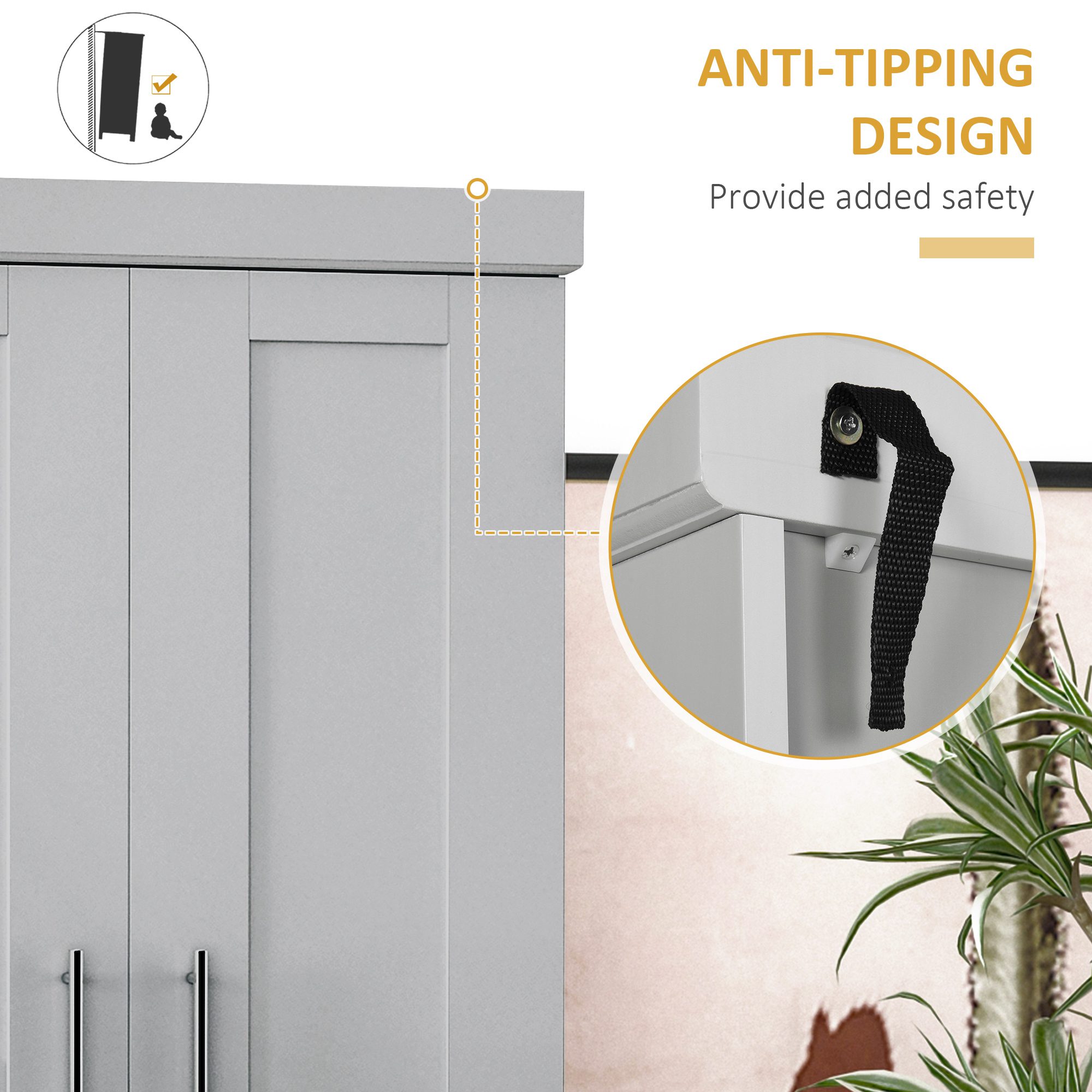 Modern Kitchen Pantry Freestanding Cabinet Cupboard with Doors and Drawer, Adjustable Shelving, Gray - Image 6