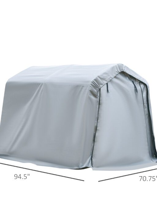 6' x 8' Carport Portable Garage, Heavy Duty Storage Tent, Patio Storage Shelter w/ Anti-UV PE Cover and Double Zipper Doors, for Motorcycle Bike Garden Tools, Light Gray