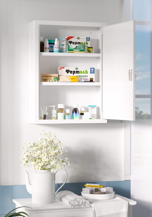 16" x 21" Lockable Medicine Cabinet, 3 Tier Steel Medical Wall Box with 2 Keys and Shelves for Bathroom, White