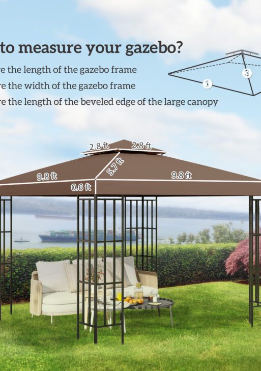 Gazebo Replacement Canopy for Model 01 -0153, 2-Tier Top Cover for 9.84' x 9.84' Gazebo, Coffee (TOP ONLY)