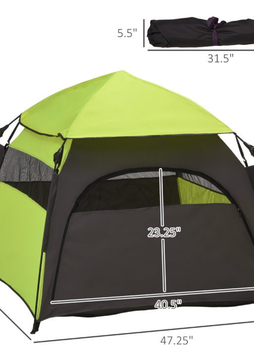 Pop Up Dog Tent for Extra Large and Large Dogs, Portable Pet Camping Tent with Carrying Bag for Beach, Backyard, Home, Green