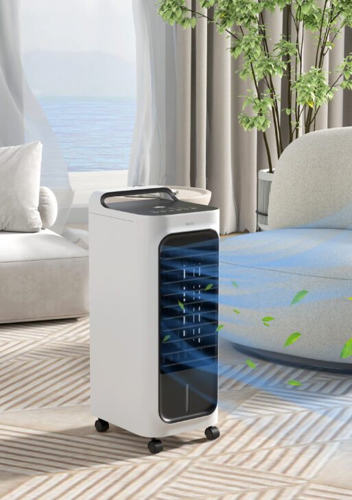 Room Air Cooler with Ice Packs, Ice Cooling Fan Water Humidifier Unit with Remote, Timer, Oscillating