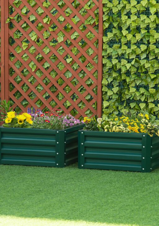 Galvanized Raised Garden Bed, Set of 2 Metal Planter Box with Open Bottom, All-Weather Steel Frame, Rust-Resistant, Easy-to-assemble, for Growing Vegetables, Flowers, Green