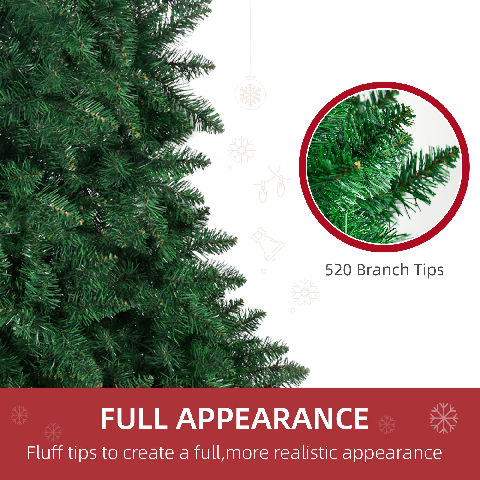 7' Artificial Half Christmas Trees with Auto Open, Steel Base, for Indoor Xmas Décor - Image 3