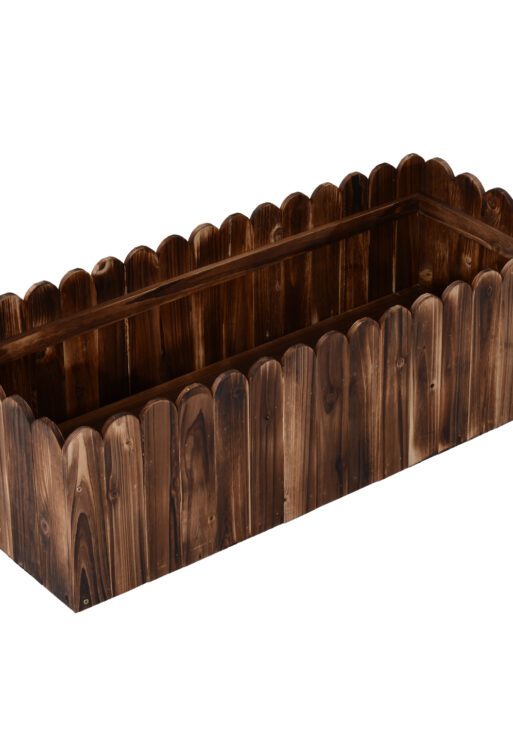 40" x 16" x 12" Raised Planter Box Garden Scalloped Edge Wooden