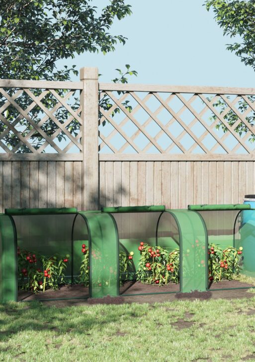 9.7' L x 3' W x 2.5' H Portable Tunneled Greenhouse with 3 Zippered Doors, Water/UV Fighting PE Cover