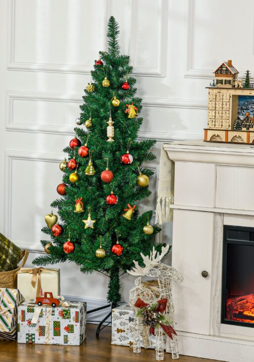 5' Artificial Half Christmas Trees with Auto Open, Steel Base, for Indoor Xmas Décor