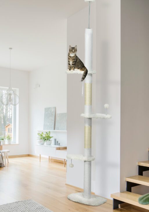 8.4' Floor to Ceiling Cat Tree, Adjustable Height, White