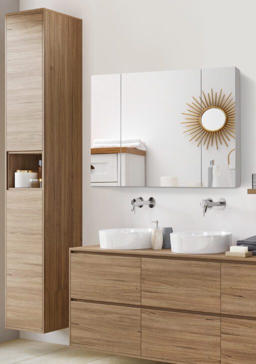 LED Medicine Cabinet, Wall-Mounted Bathroom Vanity Mirror Organizer with Dimmer Touch Switch, USB Charged, White