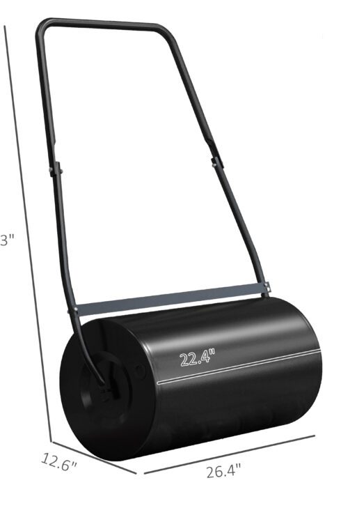 46L Lawn Roller, Push/Tow Behind Sod Roller with U Shaped Handle, Water Filled Yard Roller for Garden, Lawn, Backyard
