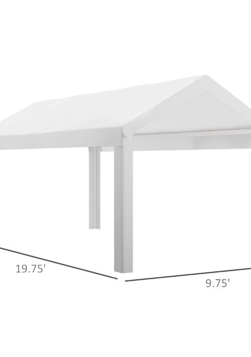 10 x 20ft Carport Roof, UV Resistant Canopy Replacement, Fits 84C-378V00 and 84C-206 Series, White