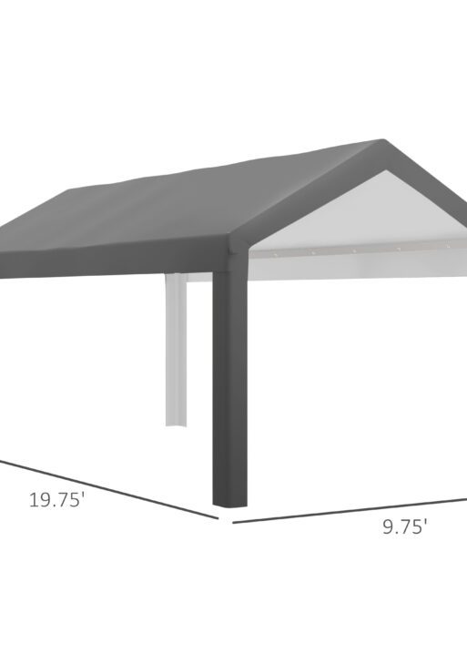 10 x 20ft Carport Roof, UV Resistant Canopy Replacement, Fits 84C-378V00 and 84C-206 Series, Dark Gray