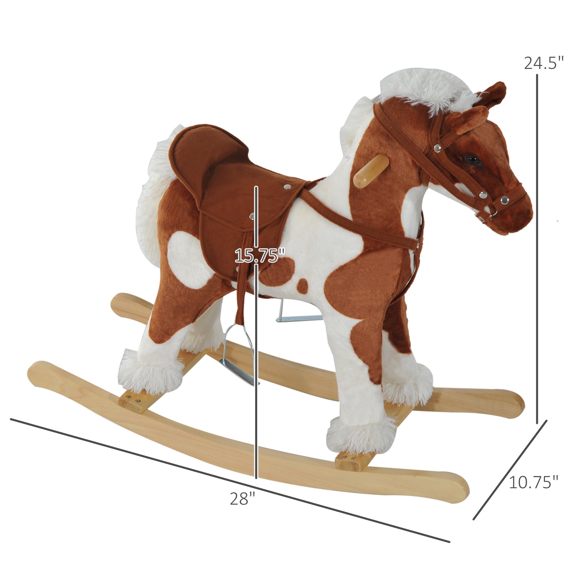 Toddler Rocking Horse, Kids Plush Rocking Chair Toy with Nursery Rhyme Music Brown - Image 2