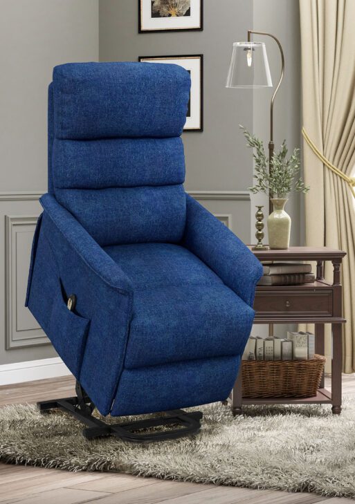Power Lift Chair for Seniors, Electric Lift Recliner Chair with Remote Control, Side Pockets for Living Room, Dark Blue