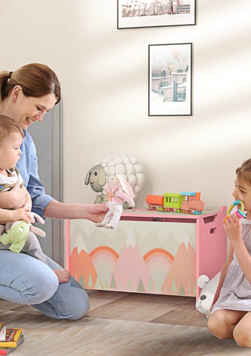 Storage Chest with Lid, Storage Box Organizer for Bedroom, Pink