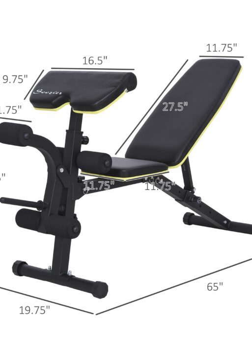 Adjustable Workout Bench with Leg Extension and Curl, Ergonomic Foam, Dumbbell Bench for Home, Comfortable Padding, Exercise Bench Home Gym Equipment, Bumble Bee Yellow