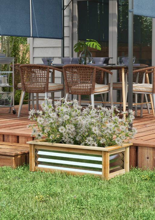 Raised Garden Bed, Planter Box, Metal and Wood Combined, for Growing Flowers, Herbs and Vegetables