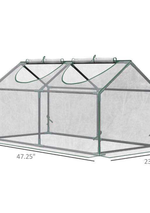 4' x 2' x 2' Portable Mini Greenhouse, Small Green House with PVC Cover, Roll-up Zippered Windows for Indoor, Outdoor Garden, Clear