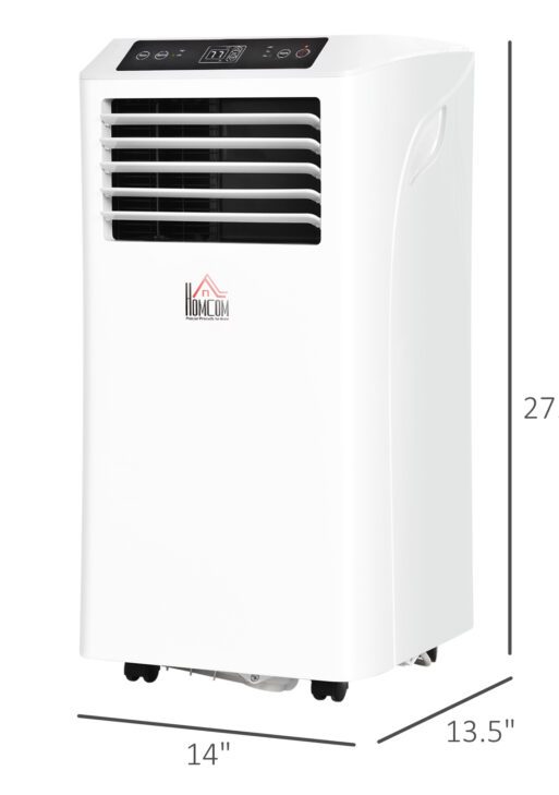8000BTU Mobile Portable Air Conditioner with Cooling, Dehumidifier, and Ventilating with Remote Control, 2 Speed Fans, 24-Hour Timer for Bedroom, Living Room, Home Office, White