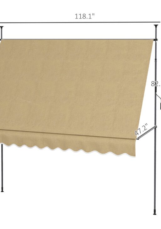 10' x 4' Manual Retractable Awning, Non-Screw Patio Awning, UV Resistant, for Window or Door, Beige