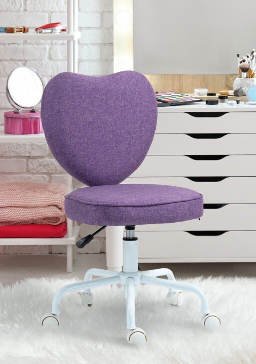 Heart Love Shaped Back Design Office Chair with Adjustable Height, Purple