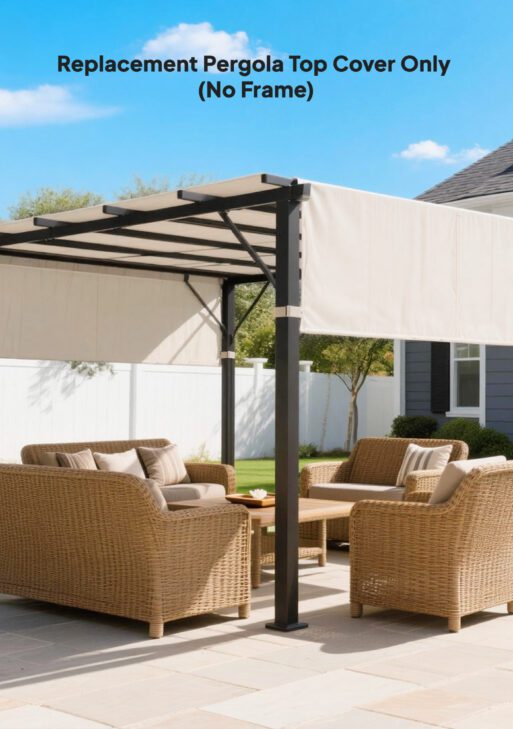 2 Pcs Pergola Replacement Canopy, UV Protection Pergola Shade Cover, Easy to Install, for 10 x 10ft Pergola, Cream White