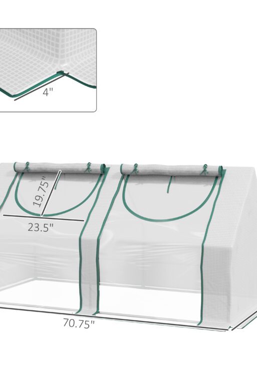 6' x 3' x 3' Portable Greenhouse, Garden Hot House with Two PE/PVC Covers and 2 Roll Up Windows, Clear
