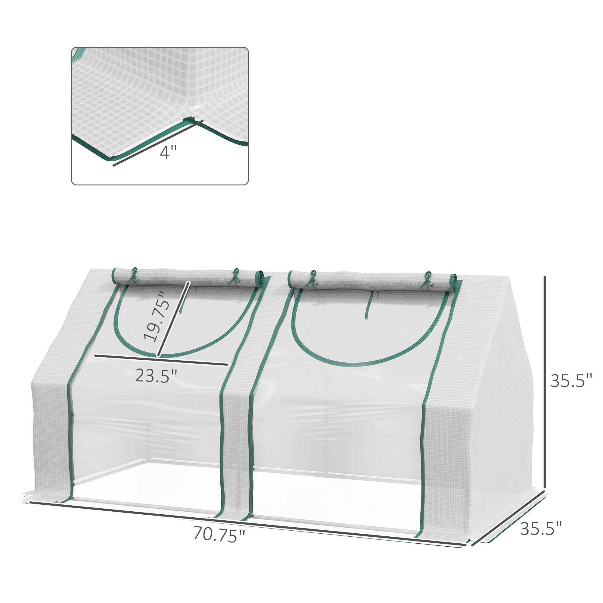 6' x 3' x 3' Portable Greenhouse, Garden Hot House with Two PE/PVC Covers and 2 Roll Up Windows, Clear - Image 1