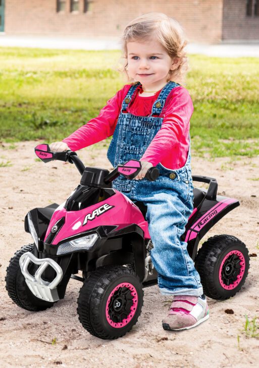 NO Power Kids Ride On Push Car, Ride Racer, Foot-to-floor Sliding Car, Walking ATV Toy with Music, Lights, for 1.5-3 Years Old, Pink