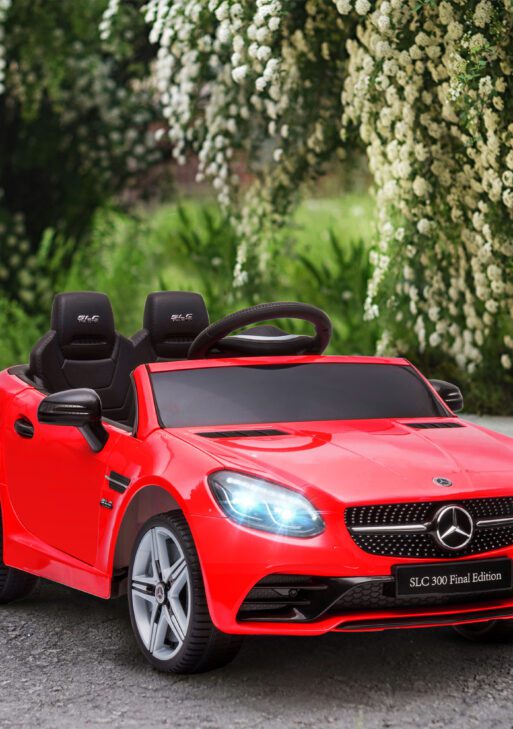 Mercedes SLC 300 Licensed Kids Electric Car with Remote Control, 12V Battery Powered Kids Ride on Car with Music, Lights, Suspension for 3-6 Years Old, Red