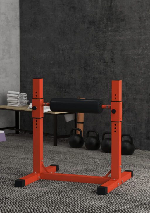 Bulgarian Split Squat Stand, Single Leg Squat Stand, 12-Level Adjustable Squat Roller for Lower Body Strength Training, Red