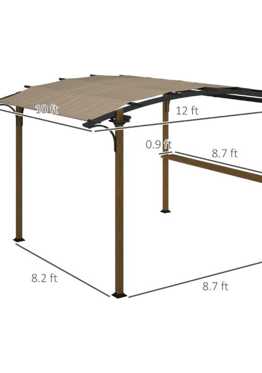 12' x 10' Outdoor Pergola with Bar Counter, Sun Shade Canopy, Aluminum and Steel Frame for Backyard