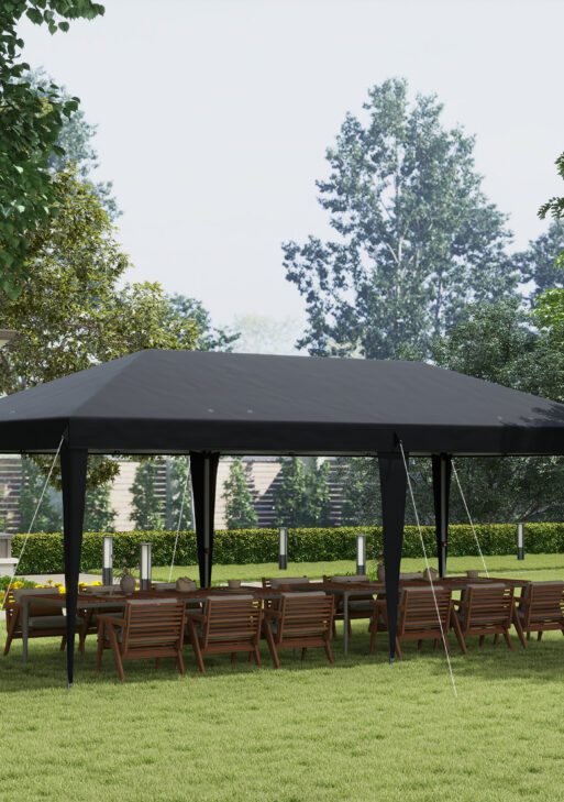 10' x 20' Pop Up Canopy Tent, Upgraded Heavy Duty Tents for Parties, Outdoor Instant Gazebo Sun Shade Shelter with Carry Bag, for Catering, Events, Wedding, Backyard BBQ, Black