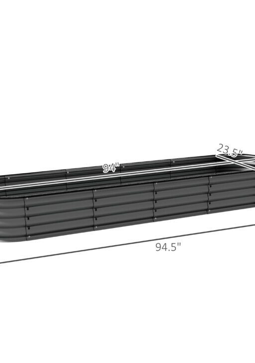 7.9' x 2' x 1' Galvanized Raised Garden Bed Kit, Metal Planter Box with Safety Edging, Dark Gray