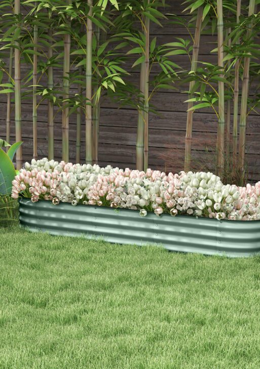 6.4' x 2' x 1' Galvanized Raised Garden Bed Kit, Metal Planter Box with Safety Edging, Green