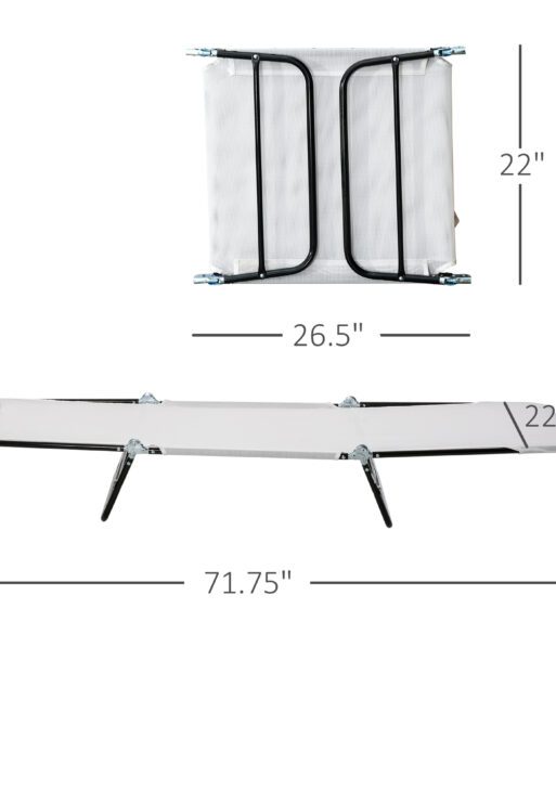 Folding Chaise Lounge Chair, Pool Sun Tanning Chair, Outdoor Lounge Chair with Reclining Back, Breathable Mesh Seat, Headrest for Beach, Yard, Patio, Cream White