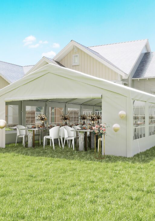 20 x 40 ft Heavy Duty Party Tent Outdoor Gazebo Wedding Tent Event Shelter Carport BBQ with Removable Sidewalls & Windows, Outside Waterproof Canopy for Parties, White