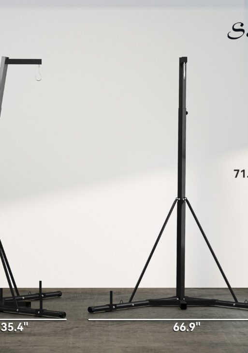 Foldable Punch Bag Stand, Height Adjustable Heavy Bag Stand with Weighted Base, Free Standing for Home Gym, Stand Only