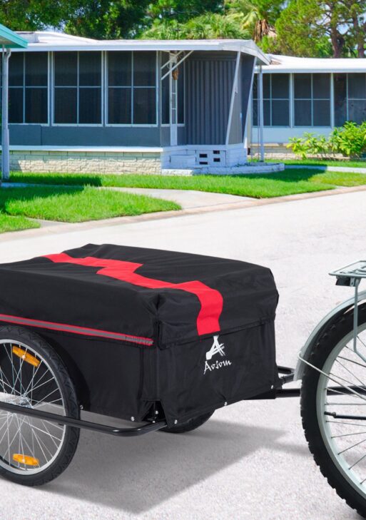 Steel Frame Bicycle Bike Cargo Trailer Luggage Cart Carrier For Shopping - Red