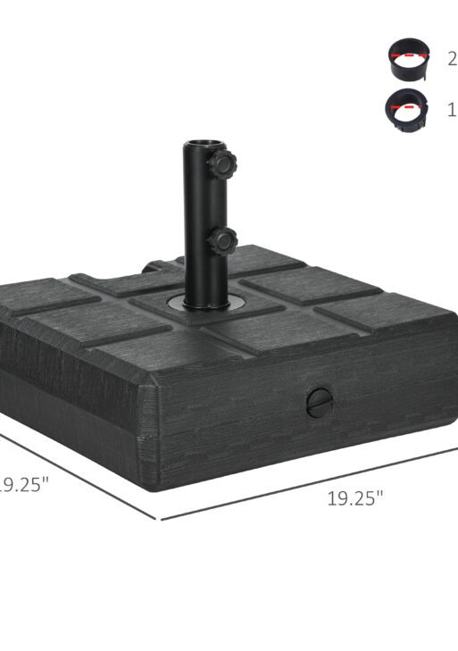 Umbrella Stand for 1.5", or 1.9" Umbrella Poles, Fillable Umbrella Base, Black
