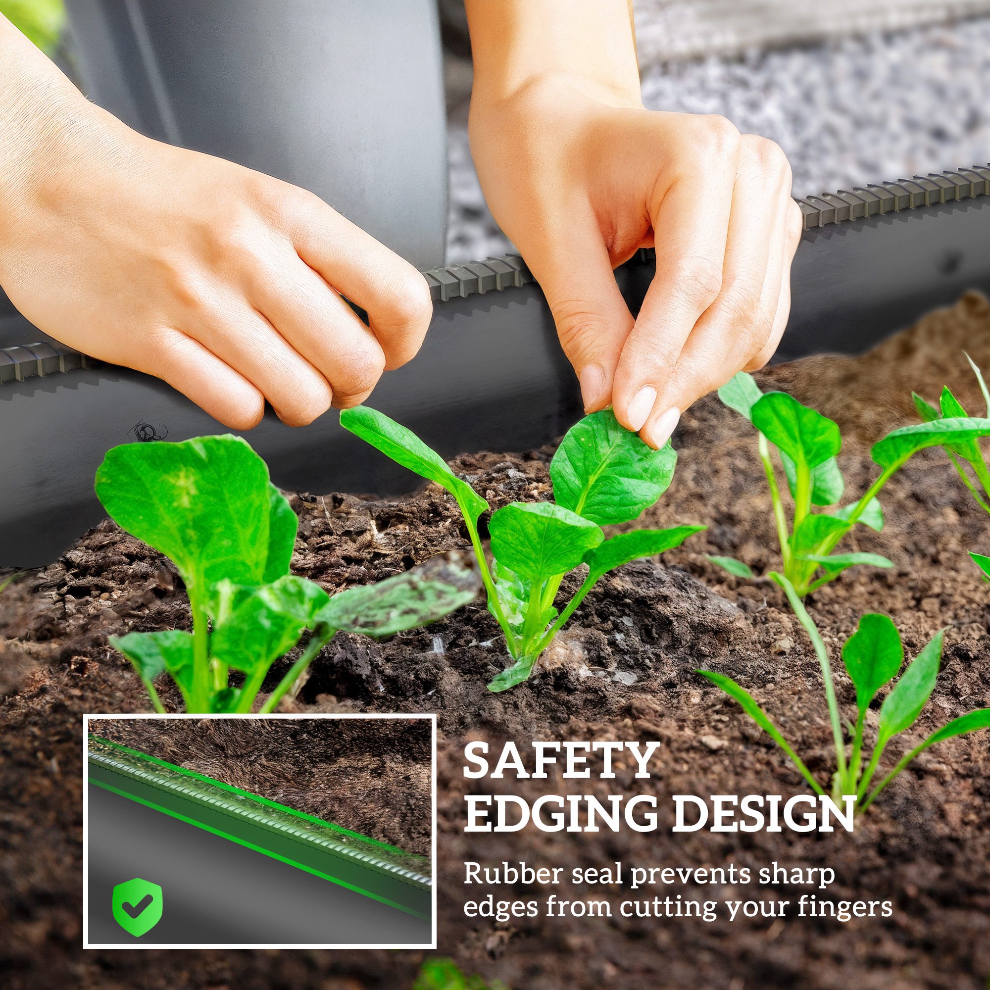 4.9' x 2' x 1' Galvanized Raised Garden Bed Kit, Metal Planter Box with Safety Edging, Dark Gray - Image 4