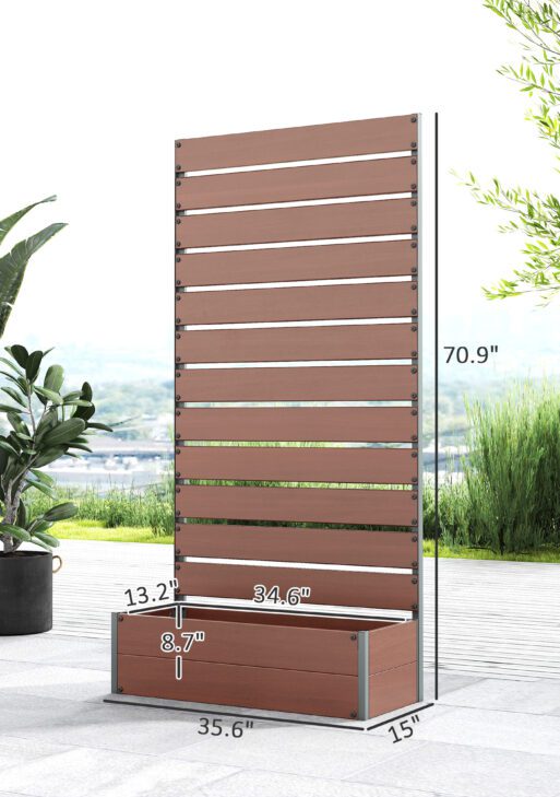 Trellis Planter for Climbing Plants, Raised Garden Bed with Trellis, Planter Box for Outdoor Garden, Light Brown