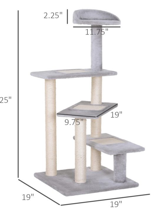 40" 5-Level Revolving Stair Cat Tree Scratcher Climbing Activity Tower with Play Center and Resting Perch - Gray