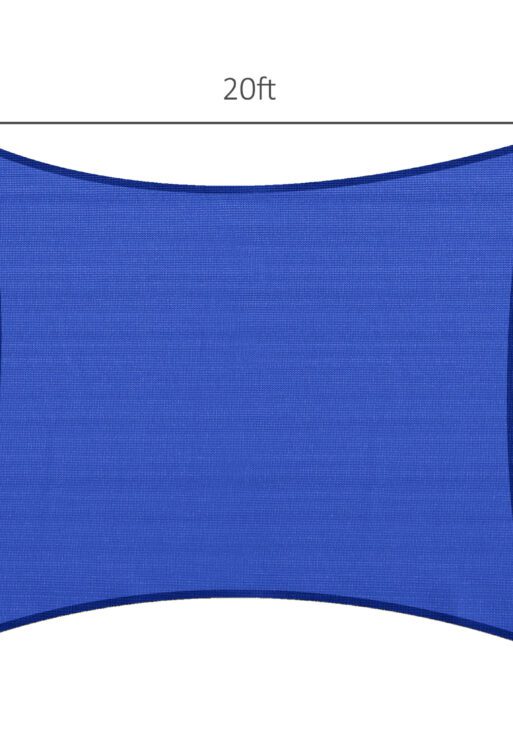 16' x 20' Sun Shade Sail Canopy Outdoor Shade Sail Cloth for Patio Deck Yard with D-Rings and Rope Included, Blue