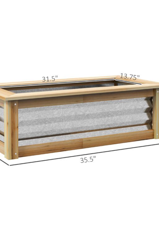 Raised Garden Bed, Planter Box, Metal and Wood Combined, for Growing Flowers, Herbs and Vegetables